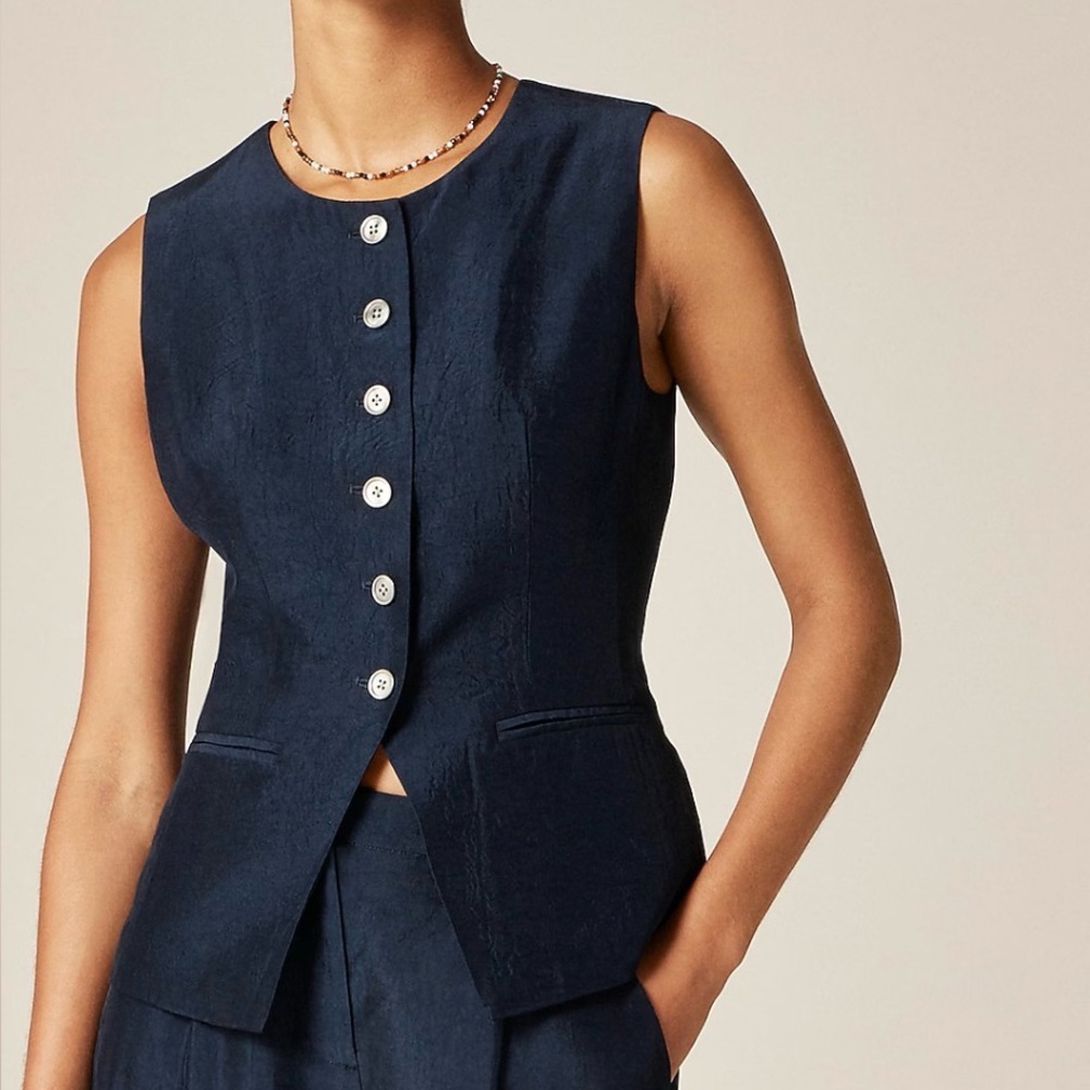 J. Crew Midnight Blue Textured Vest